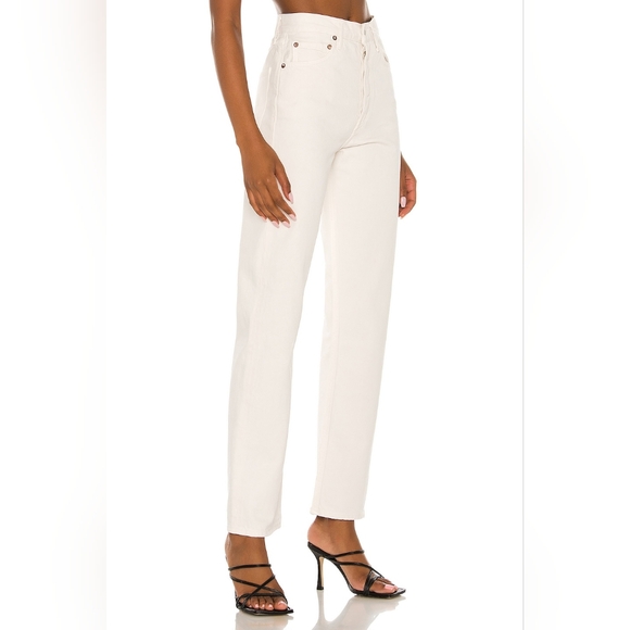 AGOLDE White 90's Denim Pants Ivory Size 27 Minimalist Quiet Luxery Relaxed Fit - Picture 2 of 14